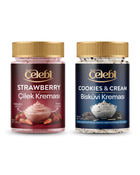 Çilek Kreması & Kakaolu Bisküvi Kreması 2'li Avantaj Paketi (320 Gr x 2)