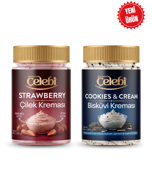 Çilek Kreması & Kakaolu Bisküvi Kreması 2'li Avantaj Paketi (320 Gr x 2)
